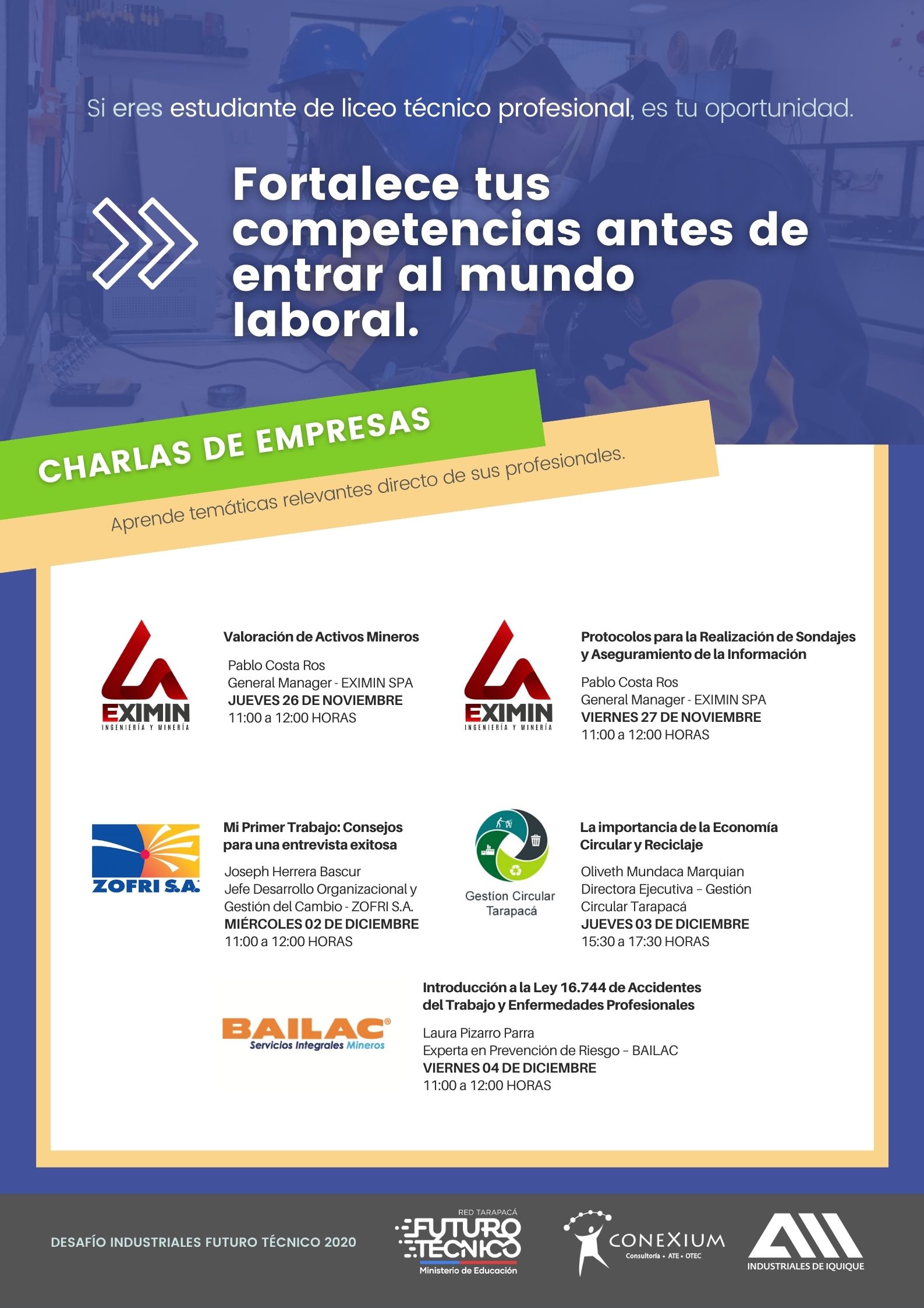 Red Futuro Técnico Tarapacá junto a la Asociación de Industriales de Iquique organizan charlas y cursos para estudiantes TP